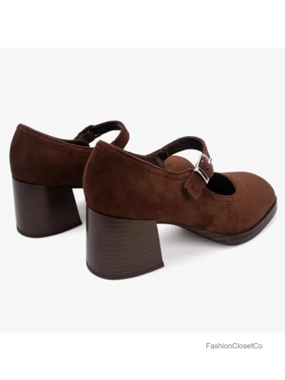 Square Toe Mary Janes Platform Chunky Heel Loafers Suede
